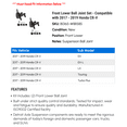 thumbnail image 2 of Front Lower Ball Joint Set - Compatible with 2017 - 2019 Honda CR-V 2018, 2 of 2