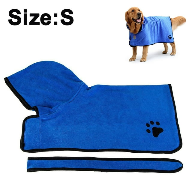 Dog Bathrobe Soft Super Absorbent Microfiber Dog Drying Towel Robe with Hood/Belt for Large,Medium,Small Dogs