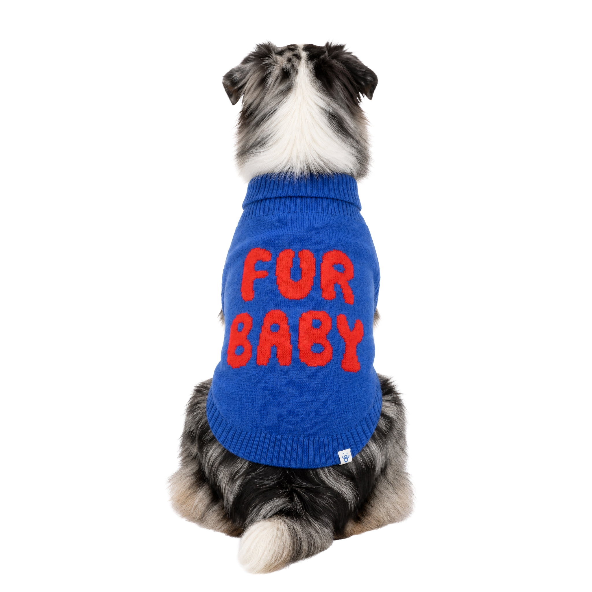Oodles Fur Baby Fall Turtle Neck Dog Sweater, Blue, Large