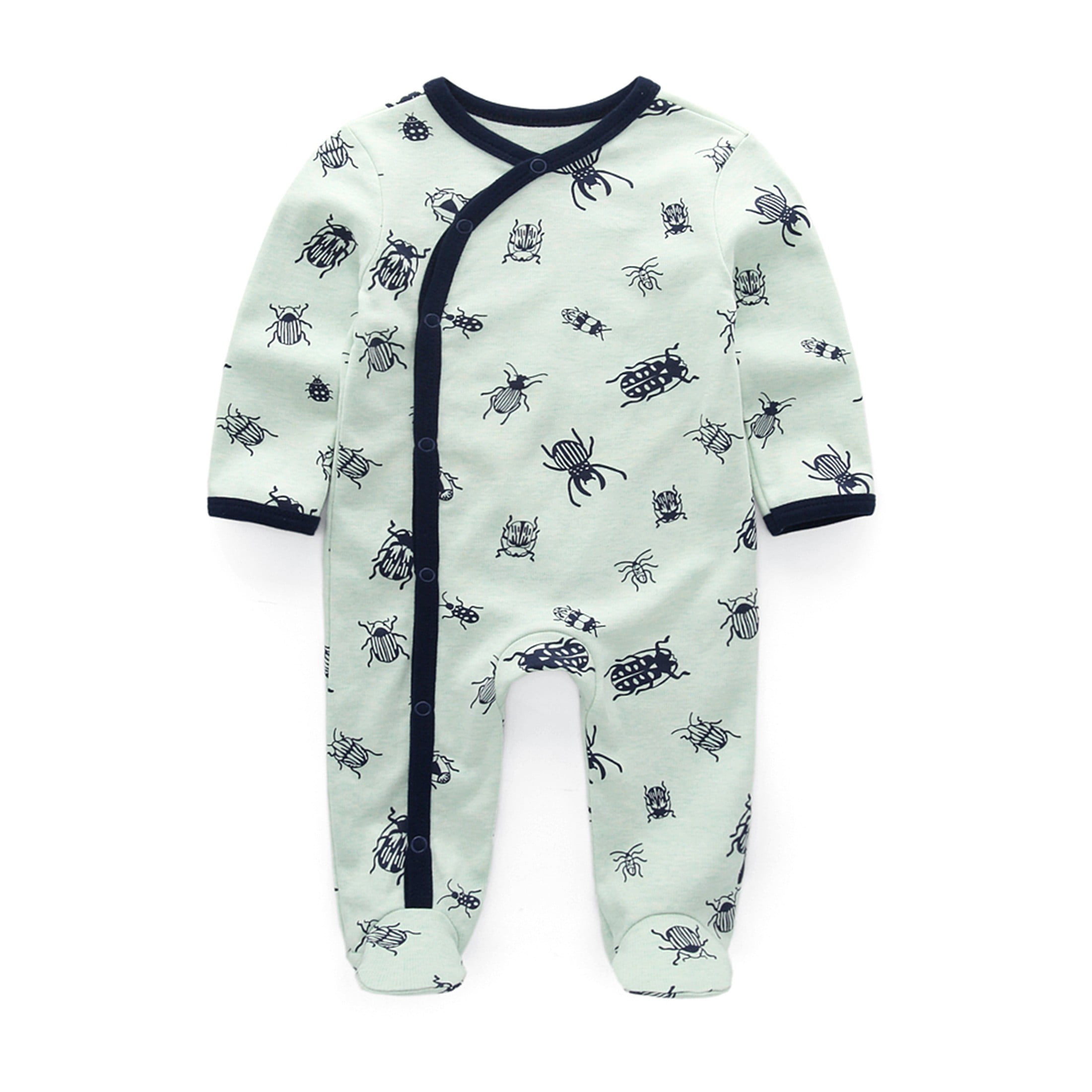 Zavbaby Unisex Newborn 3 Pieces Sleep´N Play Footed Pajamas Cotton Cartoon Rompers Infants Outfit ，Size:0-12Months