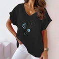 thumbnail image 2 of Ankola Womens Summer Tops 2024 Cotton Linen Plus Size V Neck Floral Ptinted Blouse Tops Casual Short Sleeve Oversized Tshirt, 2 of 6