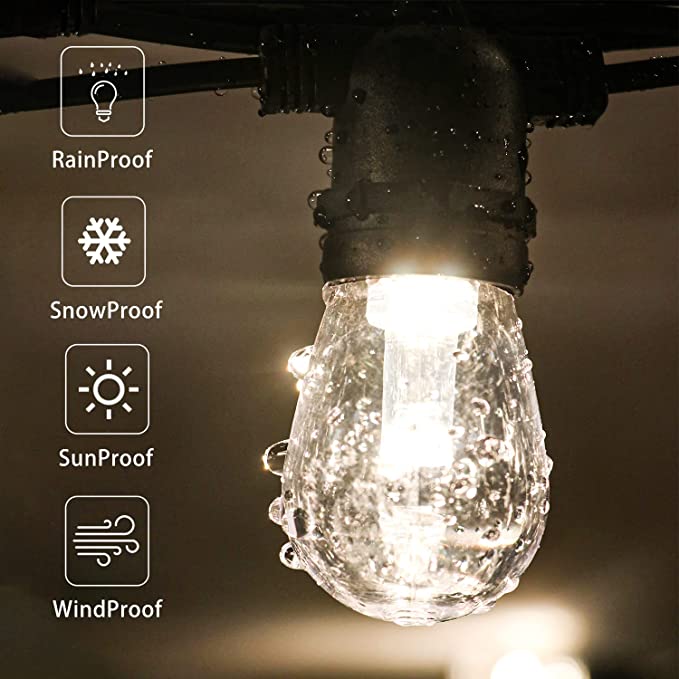 iMartine 48 FT Outdoor String Lights Waterproof LED String Light with 
