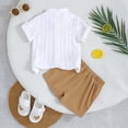 thumbnail image 5 of Toddler Boy Clothes Baby Boys Kids Summer Cotton Striped Short Sleeve Running Suit 6M 12M 18M 24M 3T 4T Tops+Shorts T-Shirt 2 Piece, 5 of 7