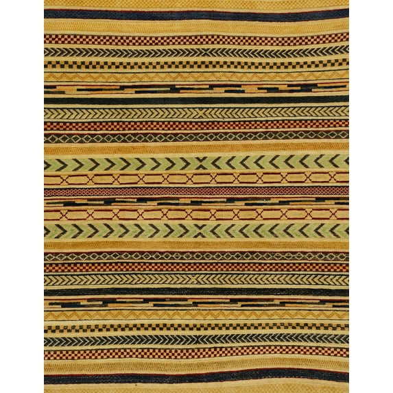 Ahgly Company Machine Washable Indoor Rectangle Abstract Yellow Area Rugs, 8' x 10'