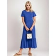 thumbnail image 6 of Weardear Women's Flowy Tiered Maxi Beach Dress with Pockets Summer Casual Short Sleeve Crewneck Swing Dress, 6 of 8