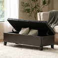 thumbnail image 3 of Chantal Contemporary Faux Leather Button-Tufted Storage Ottoman Bench, Brown, 3 of 9