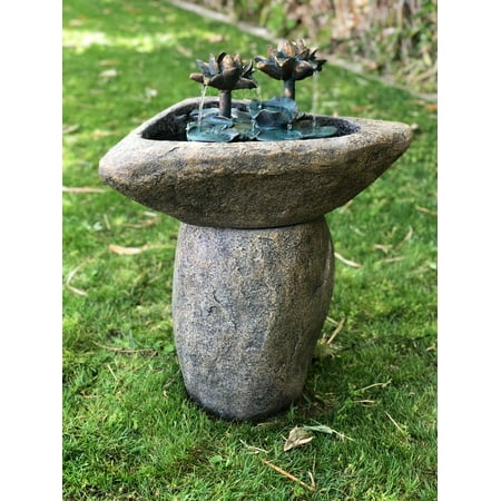 - Alpine Lotus Rock LED Fountain, 30 Inch Tall