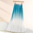 thumbnail image 2 of LWavelet Ombre Pleated Maxi Skirt Women Elegant Evening Party Stylish Versatile Bottoms Blue One Size, 2 of 5