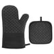 thumbnail image 1 of Manoplas de horno y agarraderas para cocina resistentes al calor, 2 guantes de algodón para horno y almohadillas calientes con agarre de silicona antideslizante, brazo largo, 1 of 7