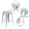 thumbnail image 2 of 24'' High Backless Distressed White Metal Indoor-Outdoor Counter Height Stool, 2 of 9
