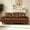 Brown, variant on 81.5" Classic 3-Seater Sofa with Rolled Arms and Brass Nails, Faux Leather Upholstered Couch with Solid Wood Legs for Living Room Study, Burgundy