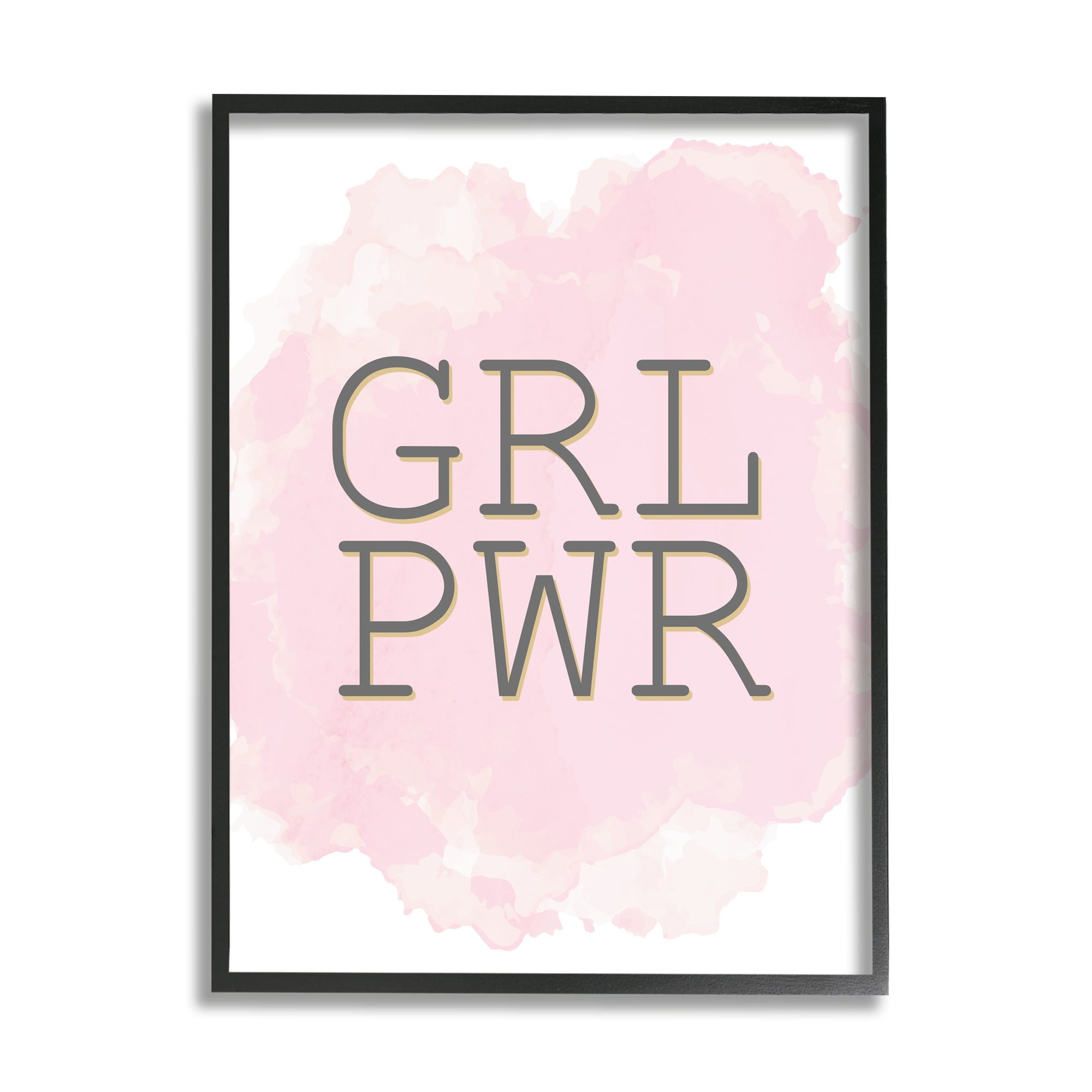 Stupell Industries Girl Power Abbreviated Text Abstract Pink Texture Gray Framed by Kim Allen