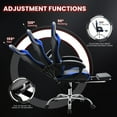 thumbnail image 6 of JONPONY Big and Tall Gaming Chair, Ergonomic Design, Gamer Chair PU Leather with Footrest and Lumbar Support, High Back Office Chair Support 8 Hours Long Sitting, Computer Chair,Black Blue, 6 of 8