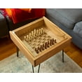 thumbnail image 2 of Rustic Chess and Checkers Table with removable glass top - chess and checkers pieces included, 2 of 10