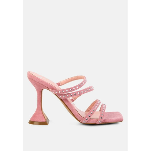 Face Me Studded Spool Heel Multi Strap Sandals