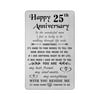 Tanwih Happy 25th Anniversary Card Gifts for Him Husband Men, 25 Year Anniversary, Engraved Wallet Card for Wedding