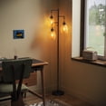 thumbnail image 4 of Sunmory 68.5" 3-Light Industrial Dimmable Black Floor Lamp with Rattan Drum Shades, 4 of 9