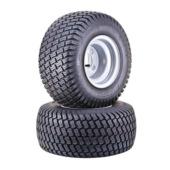 WANDA Lawn Mower Tractor Tire & wheel 18X8.5-8 4-Ply with 4 Lugs on 4" PCD Silver Wheel-13028,SET 2