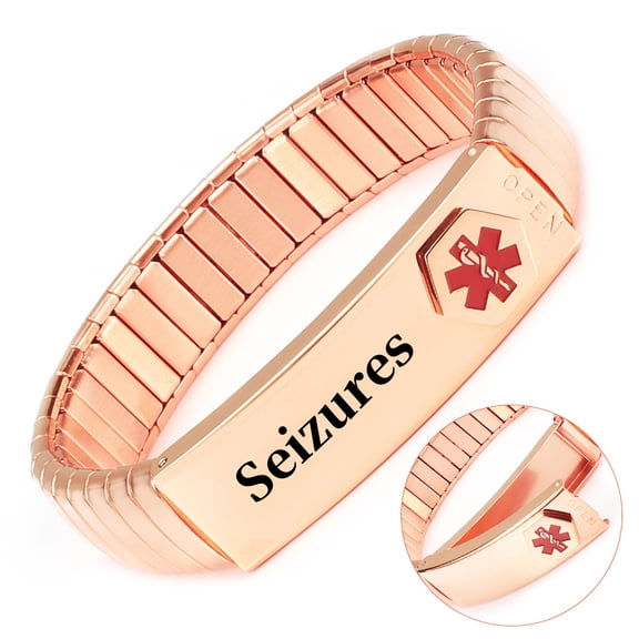 Wollet Stainless Steel Medical Alert Bracelet for WoMen, 7 Inch, Rose Gold