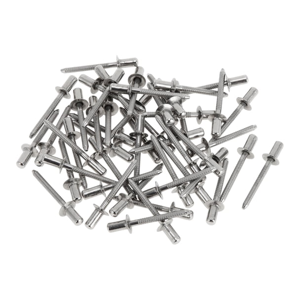 Remaches de sellado cerrado con cabeza avellanada 4.8mm Diámetro de agarre 8mm Longitud de agarre 9.5mm Diámetro de brida Acero inoxidable Tono plateado 50 Pcs