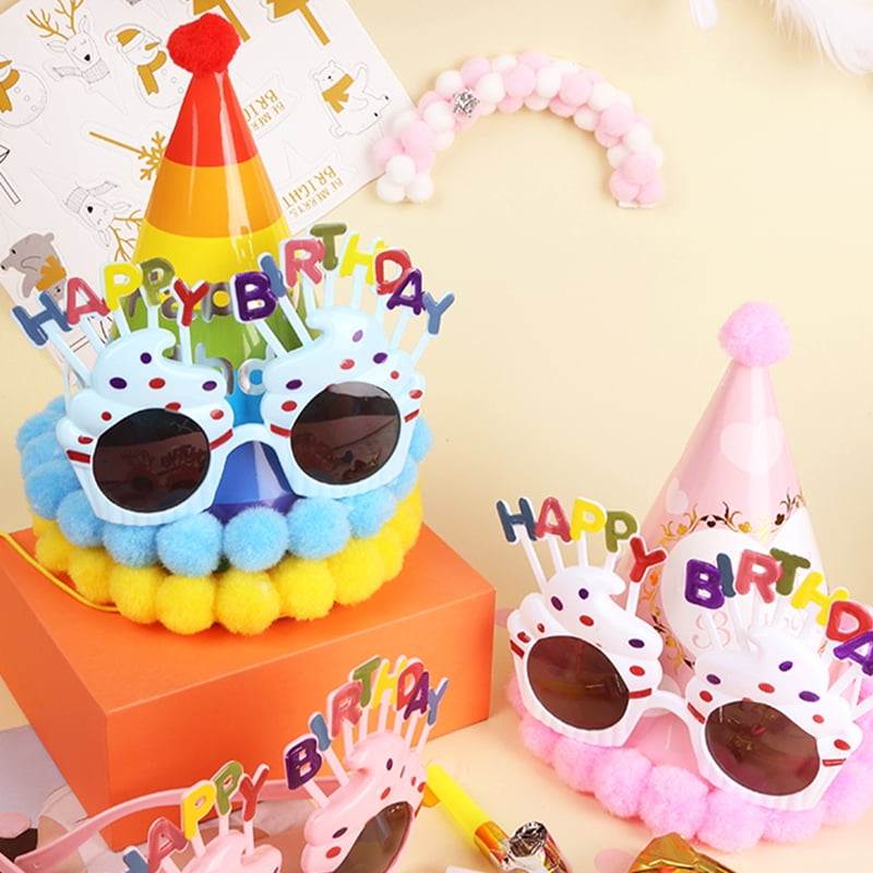 6 Pièces Gâteau Chapeau Lunettes De Soleil Joyeux Anniversaire Happy Birthday