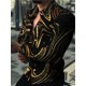 thumbnail image 1 of Camisas hawaianas Camisas estampadas doradas de lujo Camisa de moda para hombres Blusa de playa con solapa cubana de manga larga Ropa para hombres Dar la vuelta, 1 of 6