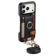 thumbnail image 5 of For Apple iPhone 17 Pro 6.3" Phone Case Wallet With Card Holder,PU Leather Case,Ring Holder Kickstand Magnetic Protective Women Men Cover With Shoulder Strap,Black,For iPhone 17 Pro, 5 of 10