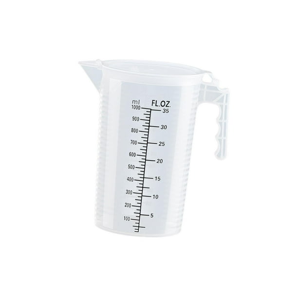 Jarra medidora de agua transparente, práctica y multifunción. 1L