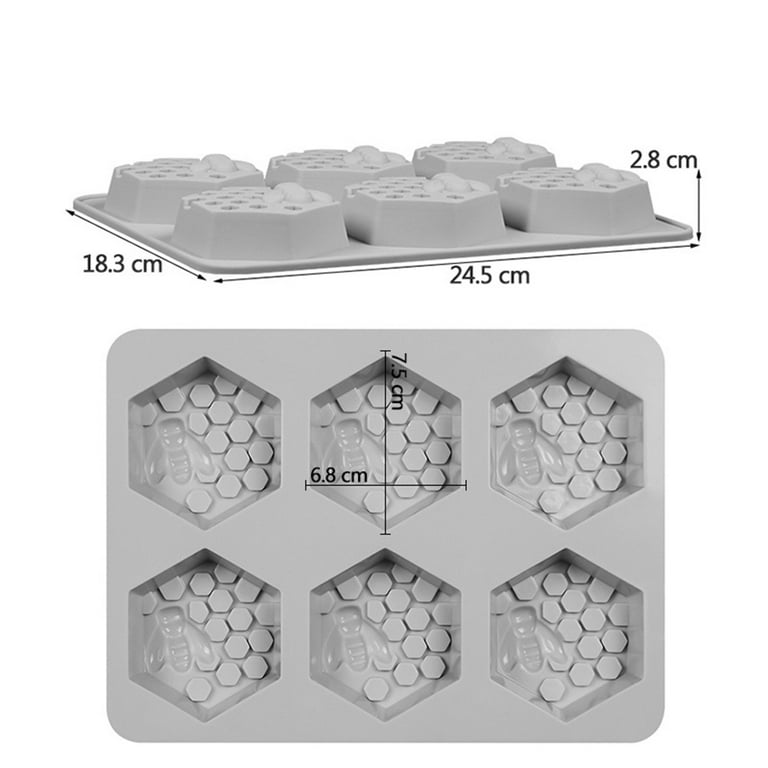 Newk Bee Honeycomb Silicone Soap Molds, 6 Cavities Silicone Mold for Soap Making and Cake Making (Pack of 3, 2 oz