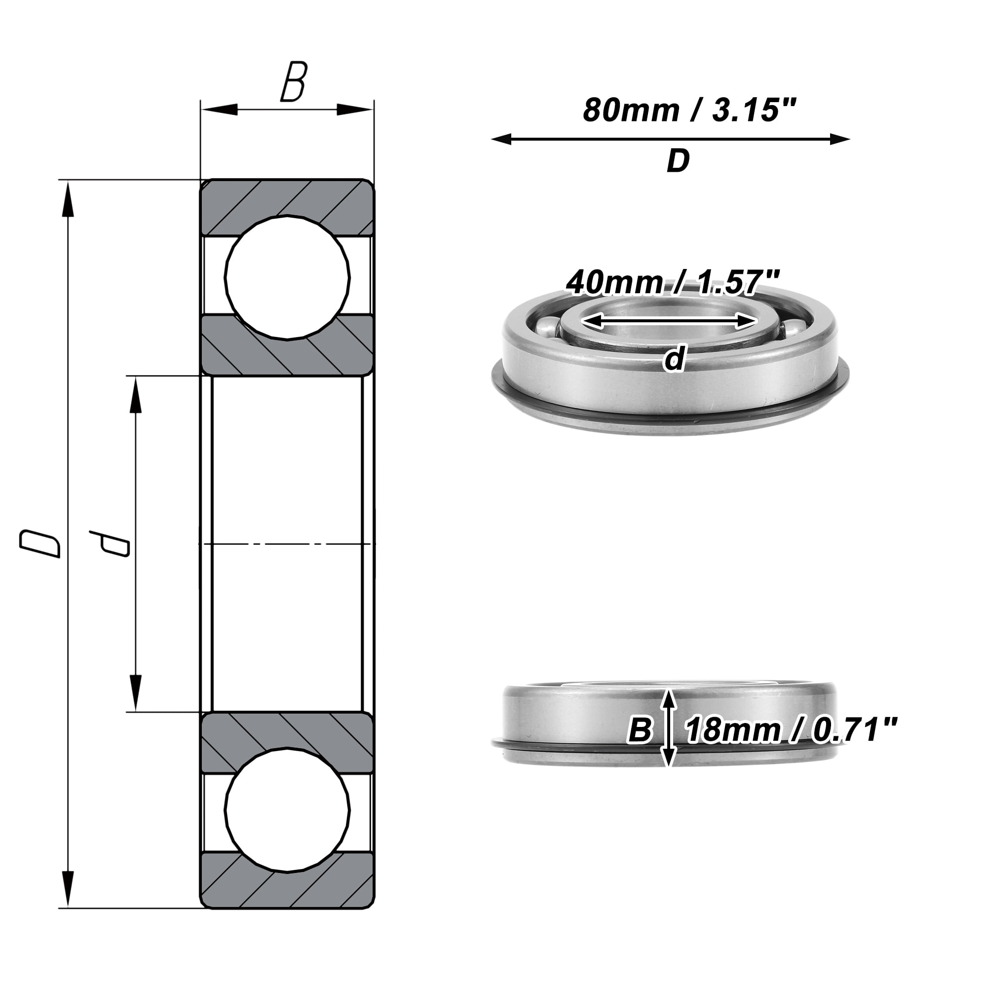 Unique Bargains 6208NR Deep Groove Ball Bearings 40x80x18mm P0 Open Type Lubricated Bearings 1 Pc Car Scooter Skateboard Wheel Universal Silver Tone