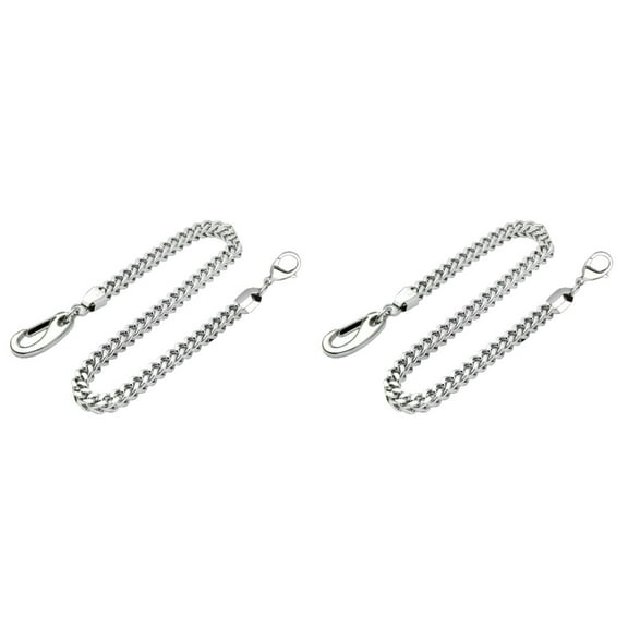 2 pcs 60-80cm Mens Trouser Chain Mens Hip Hop Punk Trousers Wallet Key Chain Pendant (Silver)