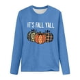 thumbnail image 4 of Halloween Tops For Women Long Sleeve Punpkin Pattern Crew Neck Slim Fit Womens Tee,Blue,XL, 4 of 4