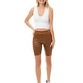 thumbnail image 6 of Made by Olivia Women's Faux Leather Biker Elastic Band Slim-Fit Shorts, 6 of 6