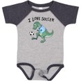 thumbnail image 3 of Inktastic I Love Soccer-Dinosaur in Blue Boys or Girls Baby Bodysuit, 3 of 5