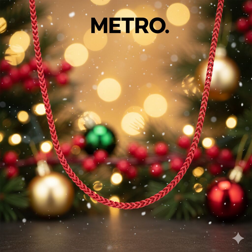 Metro Jewelry Men's Stainless Steel 5 MM Red Acrylic Thick Franco Chain Necklace - 22 Inches Long