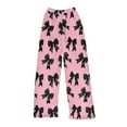 thumbnail image 5 of YOUYEDIAN Comfy Pajama Pants for Girls Stretch Drawstring Lounge Pants with Pockets Bow Print Casual Wide Leg Pjs Bottoms Black 9-10 Years, 5 of 5