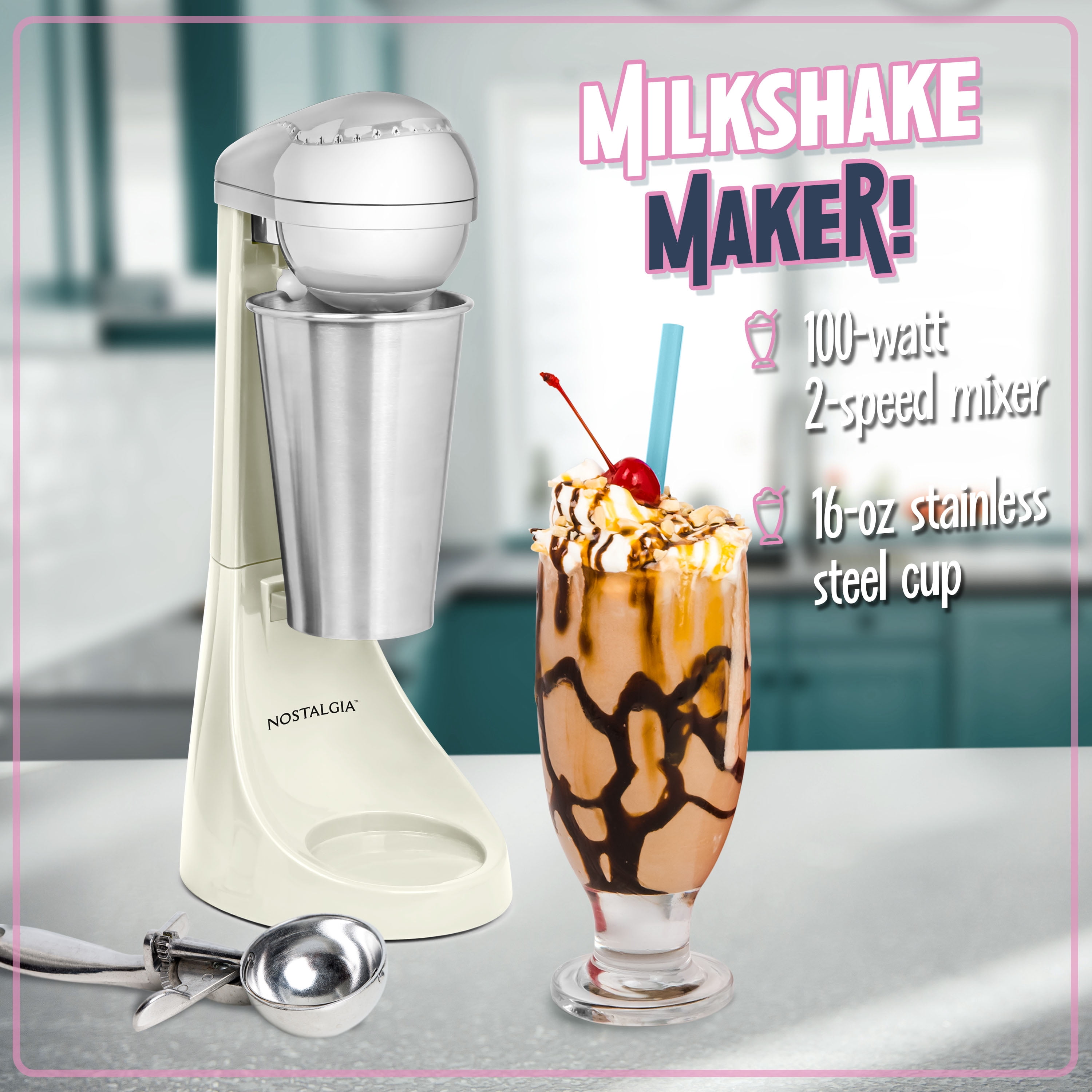Lumiere ルミエール MILKSHAKE ジャージ X-SMALL Nostalgia 16 Oz 2-Speed Electric Milkshake Machine, Retro
