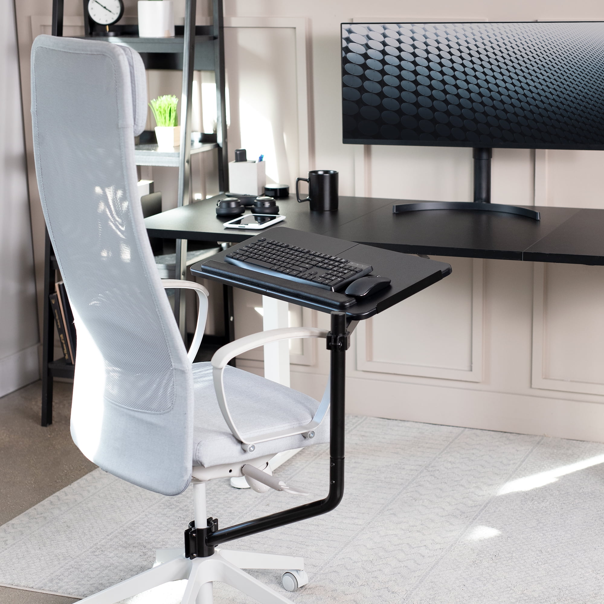 VIVO Office Chair Mounted 26 x 12 inch Full Motion Keyboard and Mouse Tray