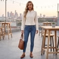 thumbnail image 5 of Leidass Womens Cropped Blend Stand Collar Jacket Long Sleeve Button Front Solid Color Casual Short Outerwear for Fall Winter Daily Wear Beige L, 5 of 7