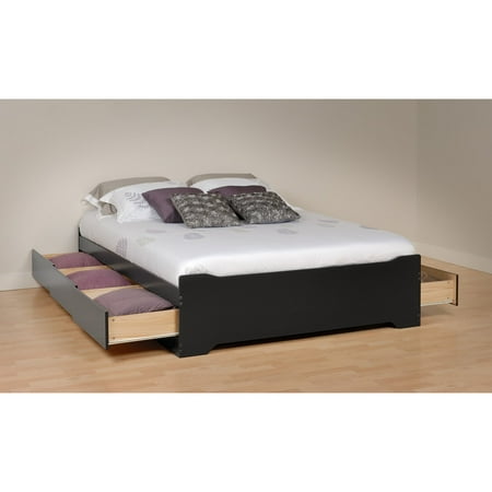 Prepac Coal Harbor Mates Full Platform Storage Bed With 6 Drawers Black