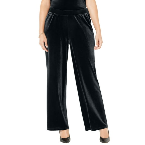 Catherines Women's Plus Size Anywear Velvet Wide Leg Pant