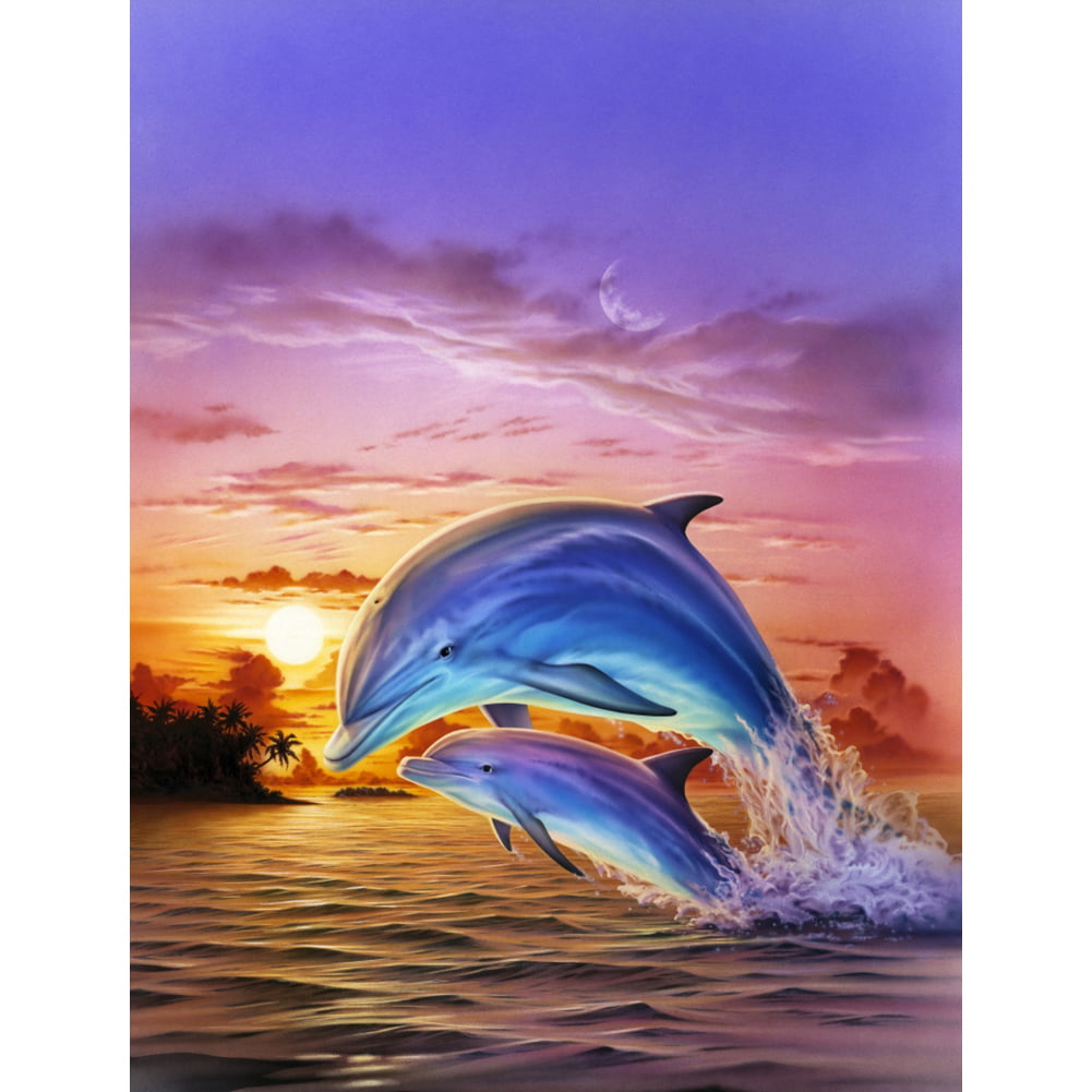 Dolphins Portrait Diamond Painting Beautiful Fantasy Design Style DIY Embroidery