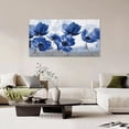 thumbnail image 2 of HFDF Blue Flower Wall Art Floral Pictures Wall Decor Large Master Over Above Bed Canvas Prints Horizontal Artwork Paintings Home Office Decorations For Living Room Bedroom 10x8inch Framed, 2 of 6
