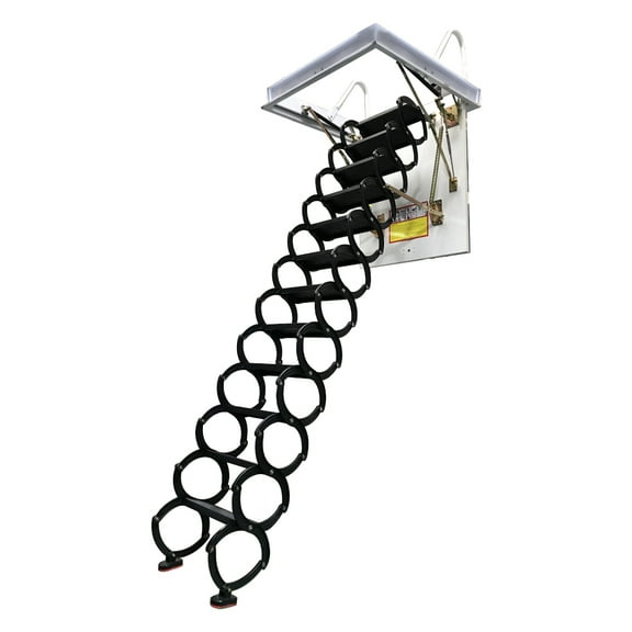 All Black Attic Pull Down Ceiling Ladder Stairs Folding Loft Ladder Stairs 31.5" x 39.37" 12 Steps Carbon Steel