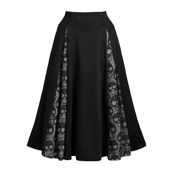 FcBaudy Court Dress,Womens Dresses,Summer Dresses for Women Women Plus Size Lace Patchwork High Waist Midi Skirt Gothic Pleated Skirt Court Dress