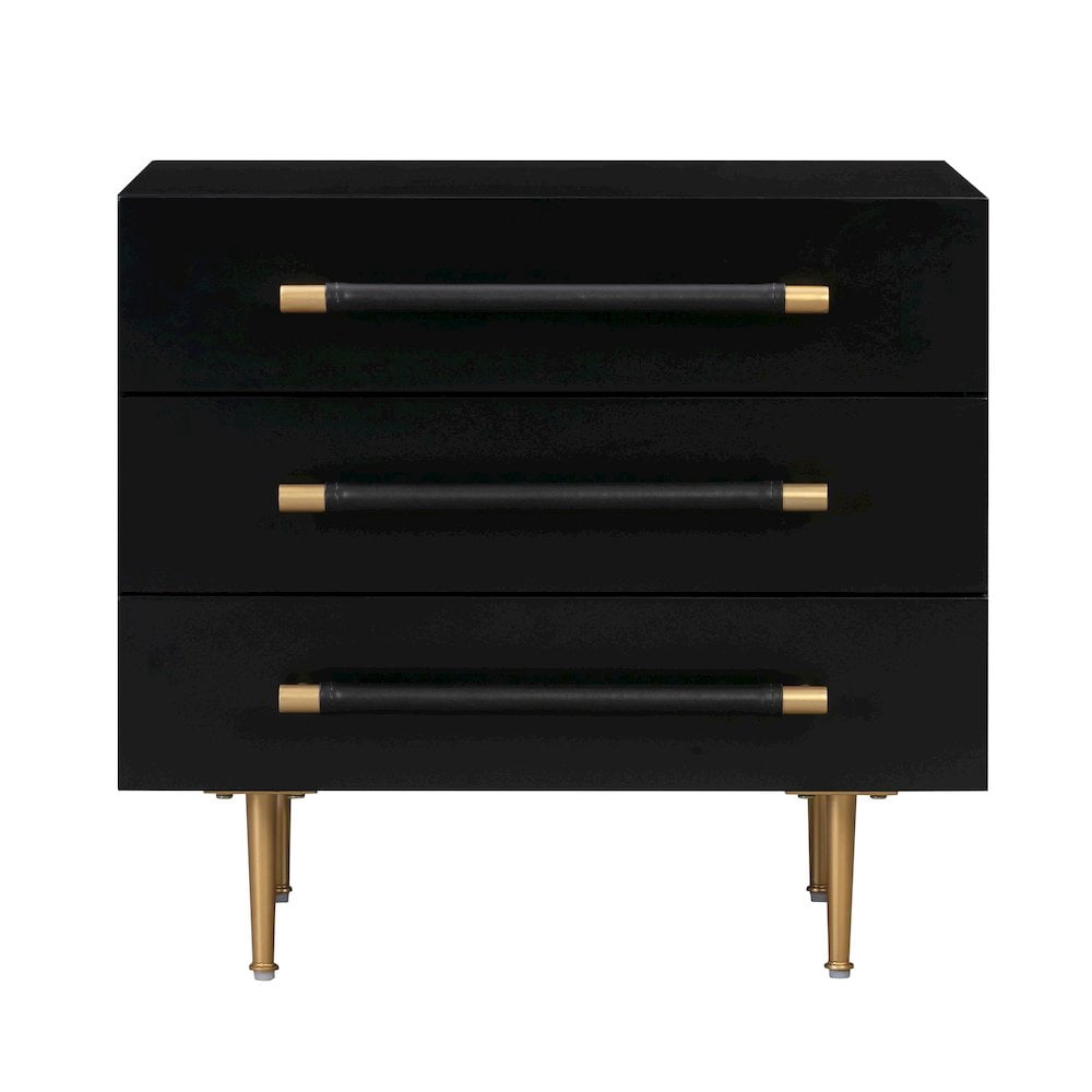 TOV Furniture Modern Nightstand with 3 Drawers, Black