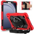 thumbnail image 2 of Funda Resistente a Golpes para Samsung Galaxy Tab A9+, Silicona Anti-caída + Funda Protectora de Capa de PC con Asa Giratoria de 360°, Soporte, Correa para el Hombro, Rojo, para Galaxy Tab A9+, 2 of 8