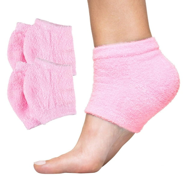 ZenToes Moisturizing Heel Socks 2 Pairs Gel Lined Fuzzy Toeless Spa