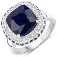 thumbnail image 1 of 6.46 Carat Dyed Sapphire, Blue Sapphire and White Topaz .925 Sterling Silver Ring QJ Model, 1 of 1