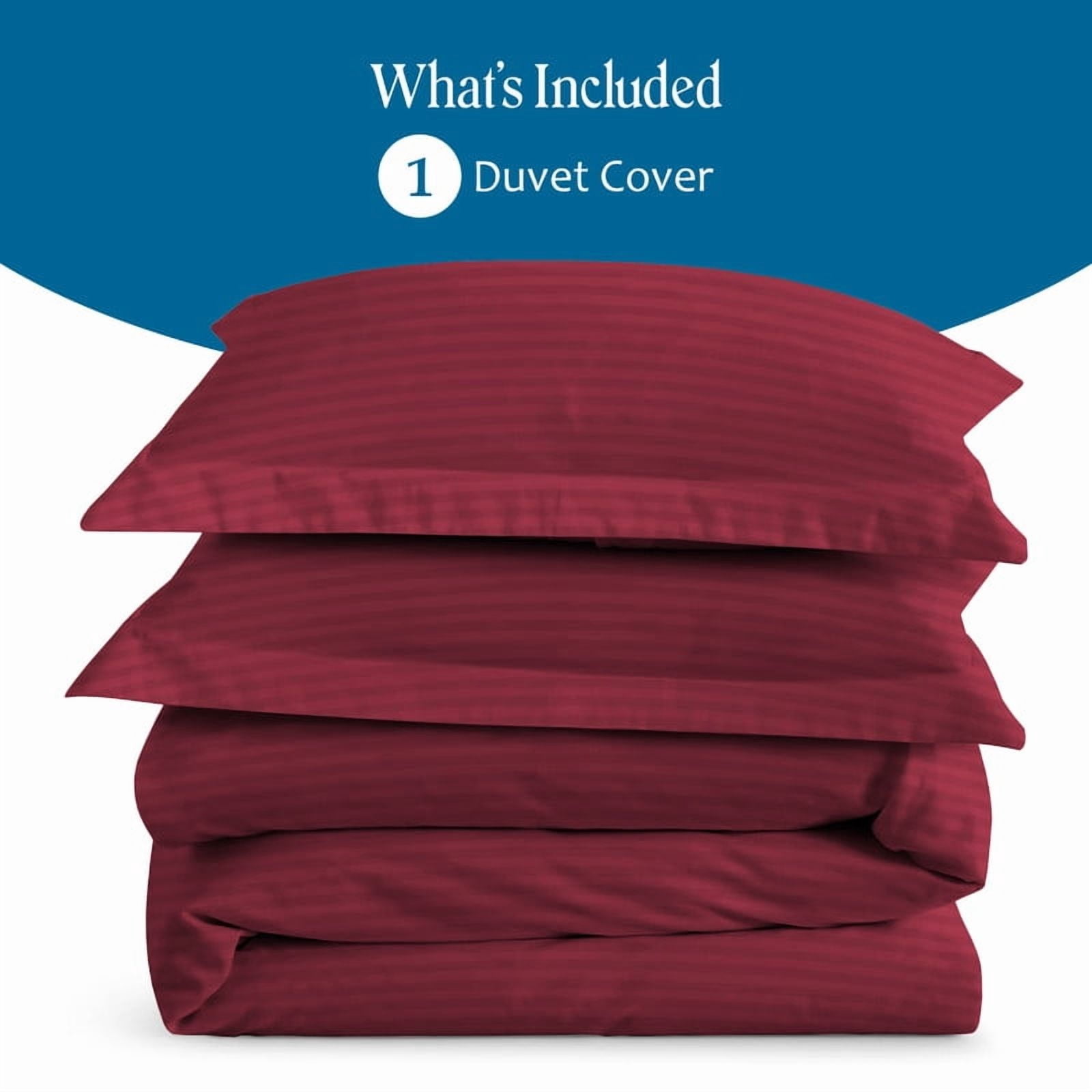 500 TC 100% Egyptian Cotton Premium Duvet Cover Zipper Closur Ultra Soft Durable and Fade Resistant Color Burgundy Stripe size Oversized King